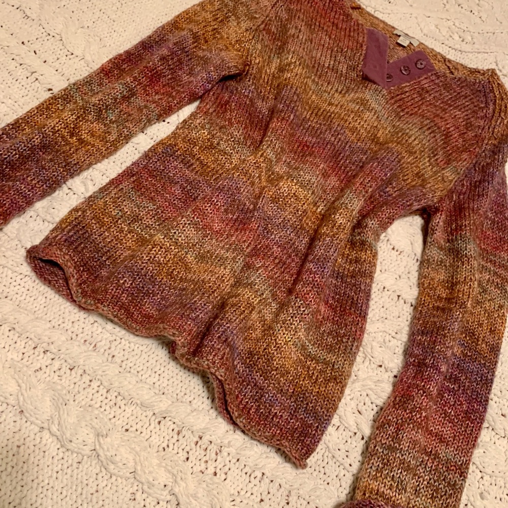 J Jill multicolor 3 button knit sweater